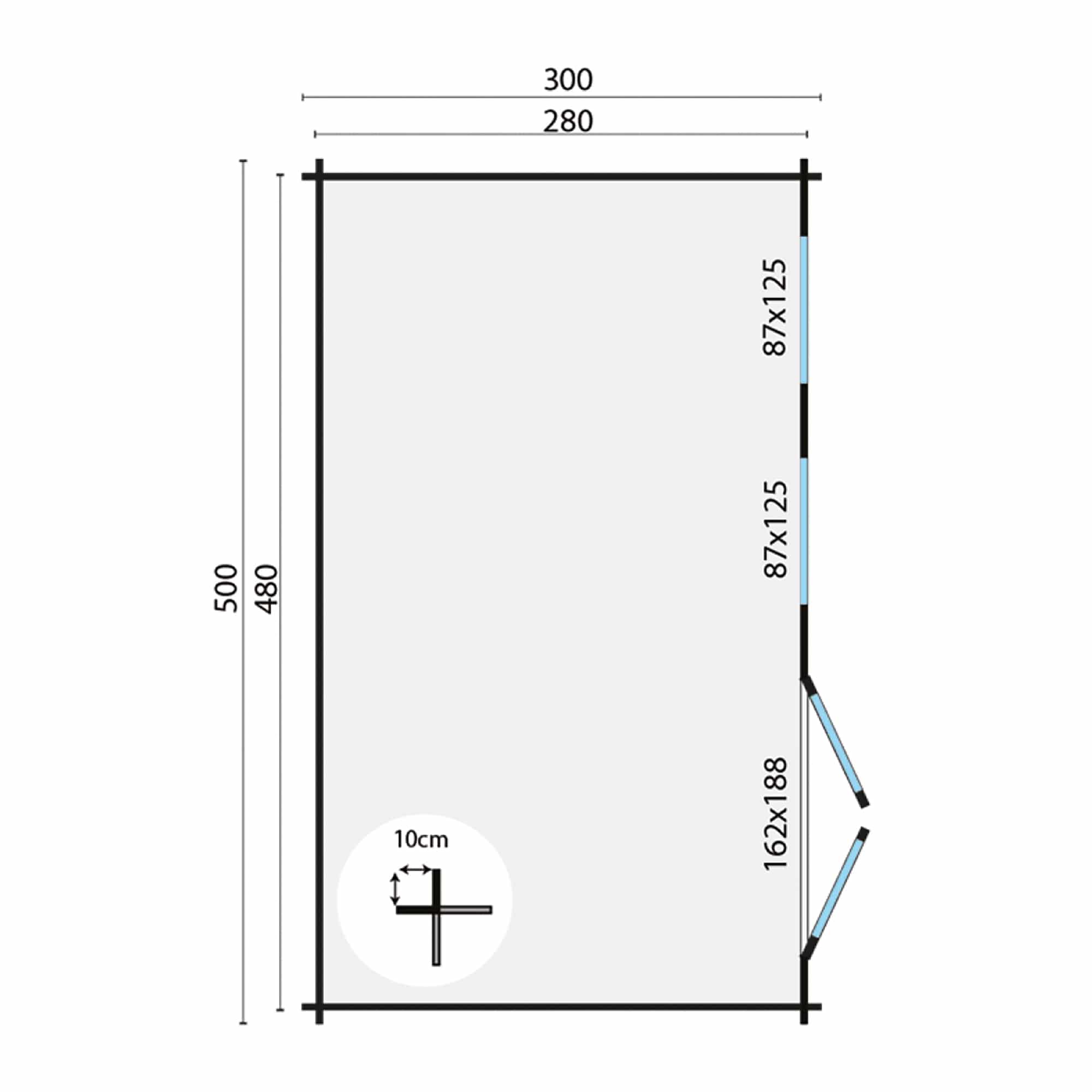 Blokhut – Tuinhuis Aiste | 40 mm | vuren grijs geïmpregneerd