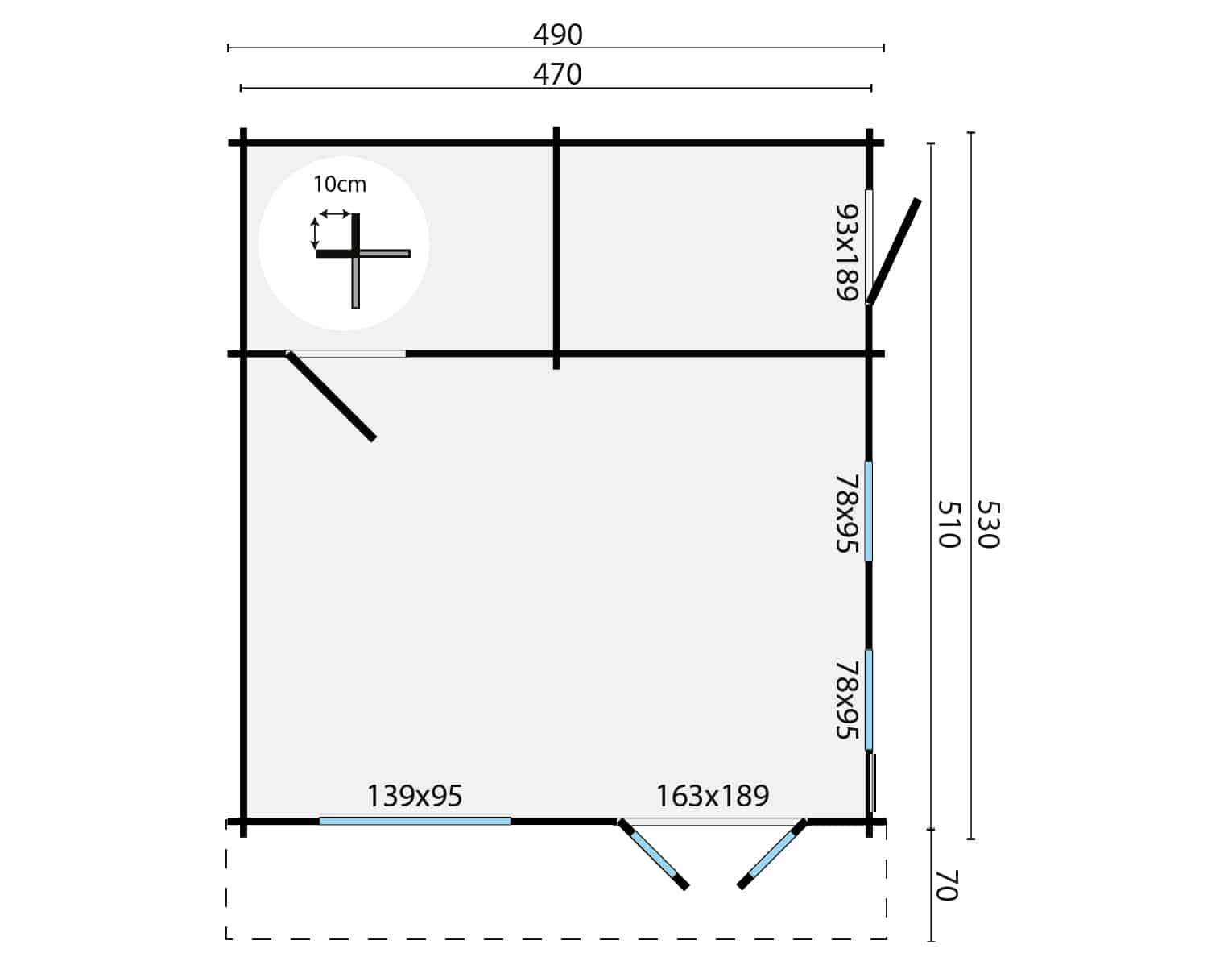 Blokhut – Tuinhuis Berlin | 44 mm | vuren grijs geïmpregneerd