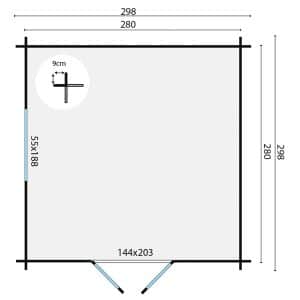 blokhut tuinhuis bodine | 28 mm | vuren honinggeel geïmpregneerd