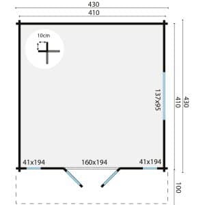 blokhut tuinhuis curran | 70 mm | honinggeel geïmpregneerd