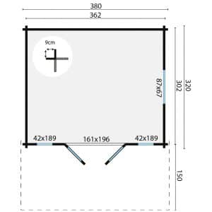 blokhut tuinhuis inglund | 44 mm | vuren onbehandeld