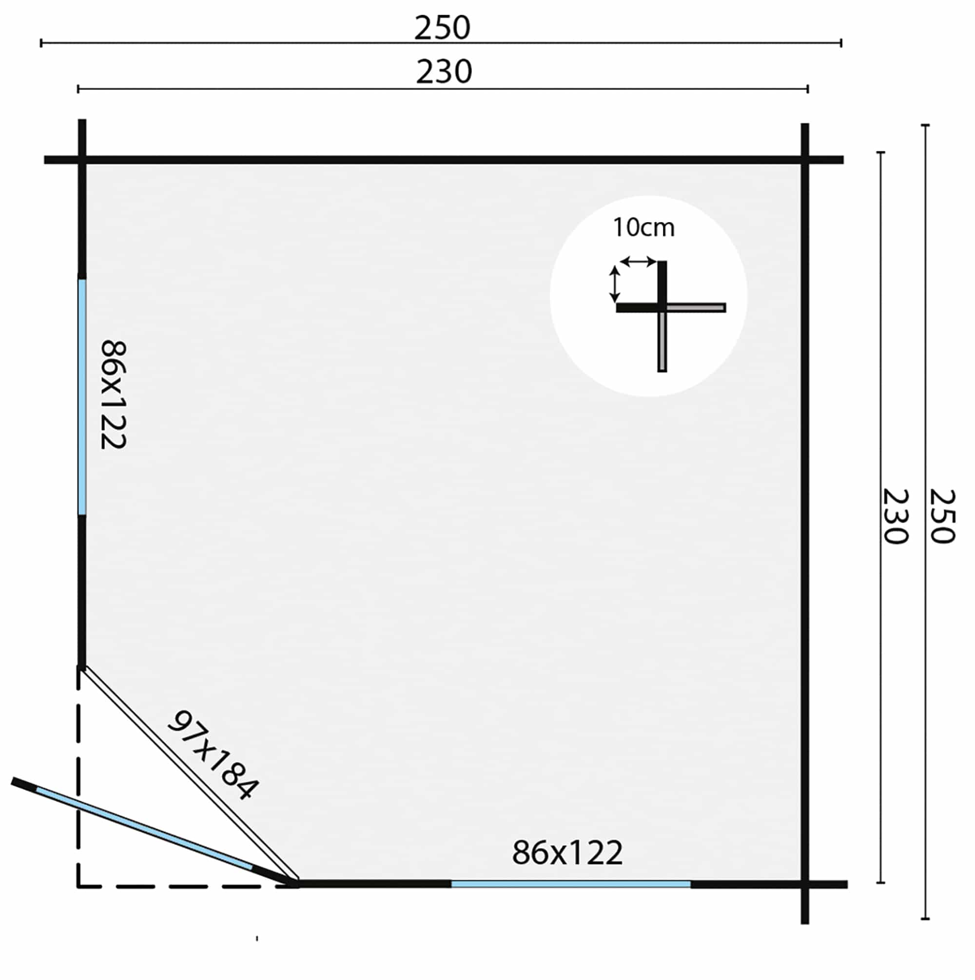 Blokhut – Tuinhuis Jos | 28 mm | vuren grijs geïmpregneerd