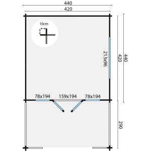 blokhut tuinhuis leeds | 58 mm | vuren bruin geïmpregneerd