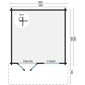 blokhut tuinhuis stian | 58 mm | vuren onbehandeld