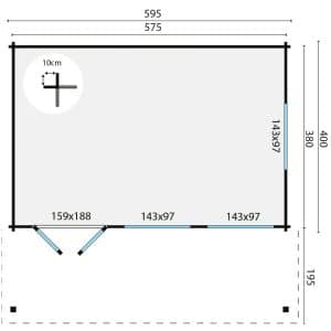 blokhut tuinhuis torsten | 58 mm | vuren bruin geïmpregneerd