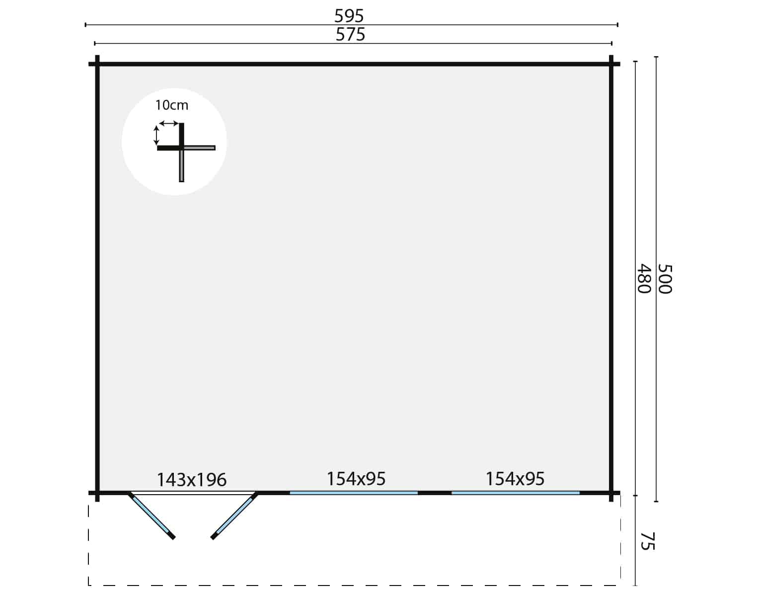 Blokhut – Tuinhuis Tova | 44 mm | vuren bruin geïmpregneerd