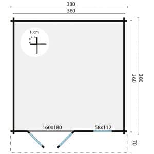 blokhut tuinhuis ulrik | 44 mm | vuren grijs geïmpregneerd