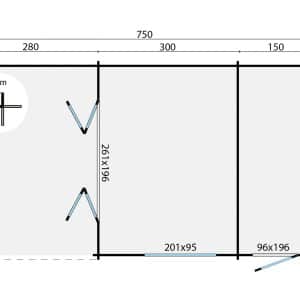 blokhut tuinhuis viveka | 44 mm | vuren honinggeel geïmpregneerd