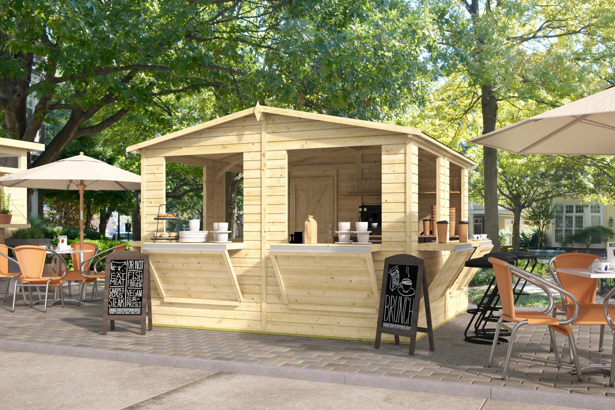 Kiosk Moose | 16mm | vuren onbehandeld | 300 x 300 cm | incl. vloer