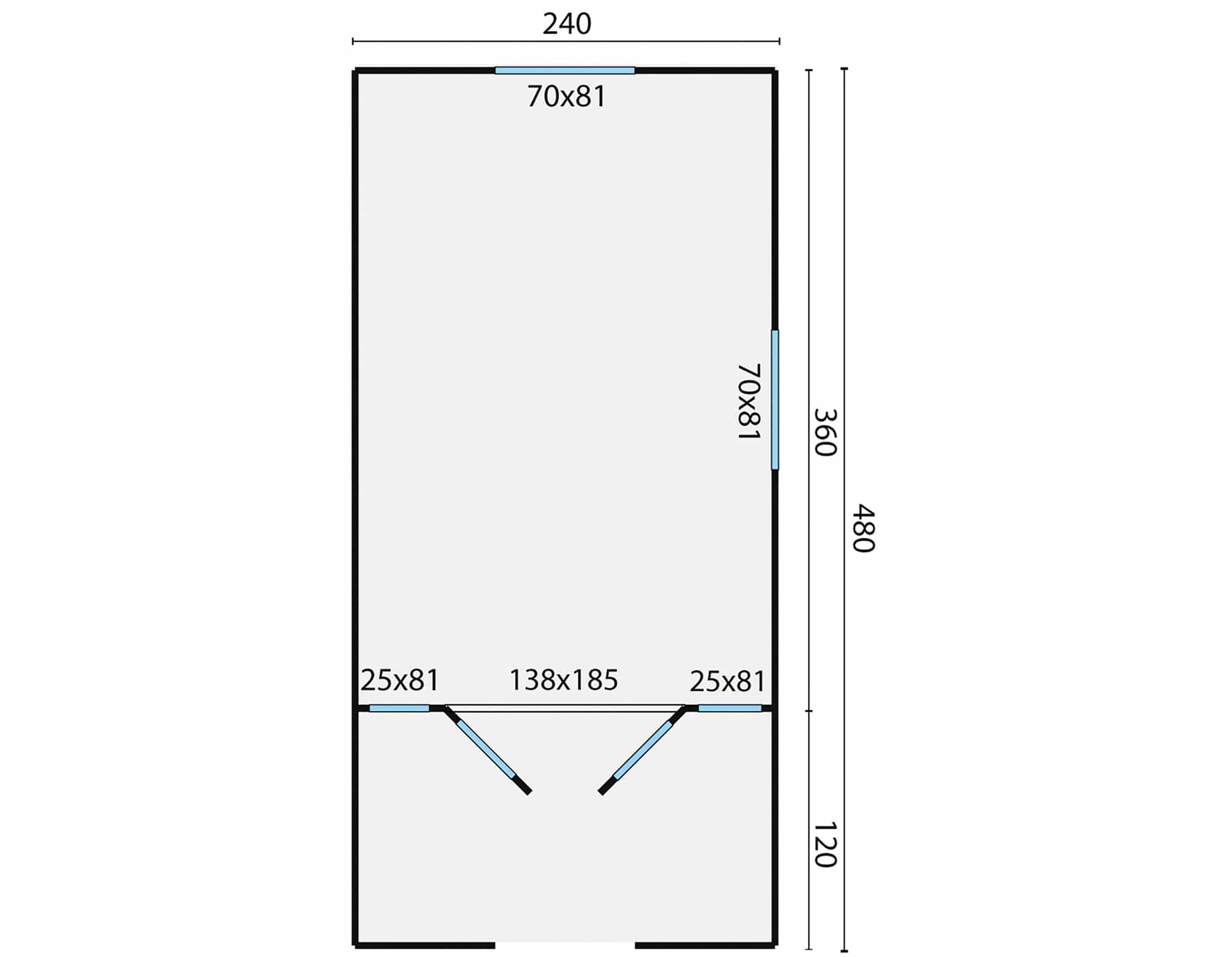 Circuswagen Paddy | 19mm | vuren onbehandeld | 480 x 240 cm | excl. onderstel