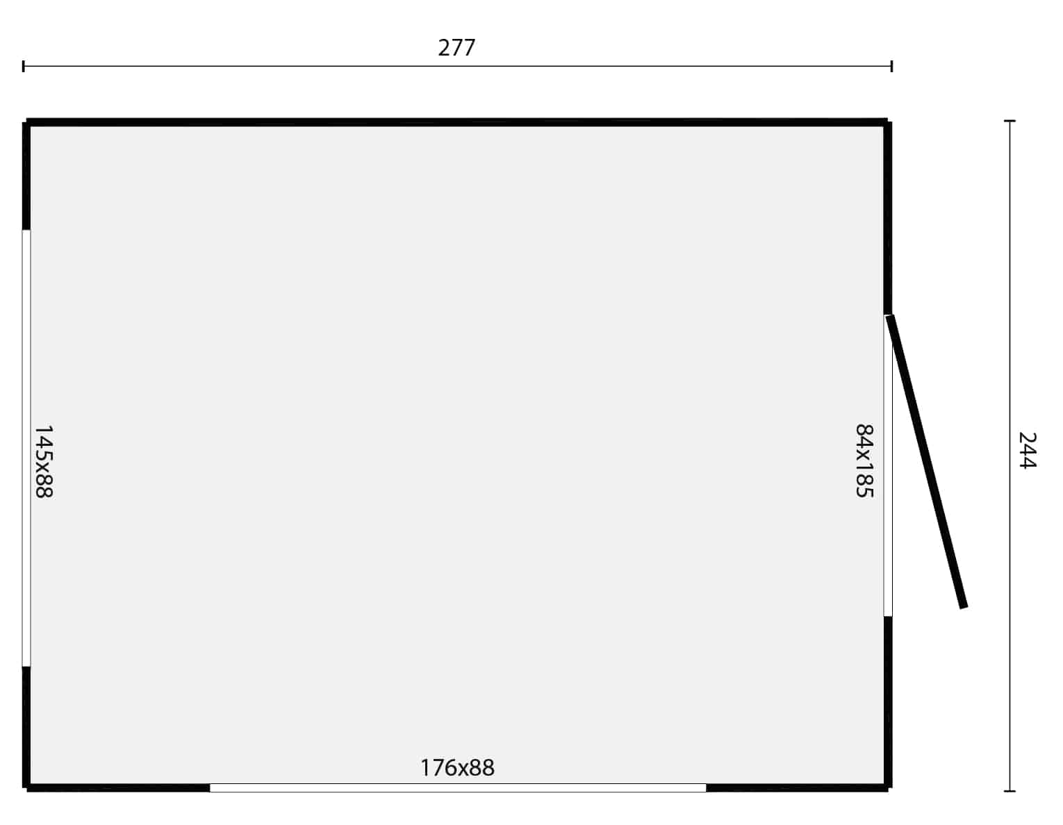 Kiosk Claus | 19mm | vuren onbehandeld | 274 x 240 cm | incl. vloer