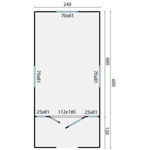 circuswagen johnny | 19mm | vuren onbehandeld | 600 x 240 cm | excl. onderstel