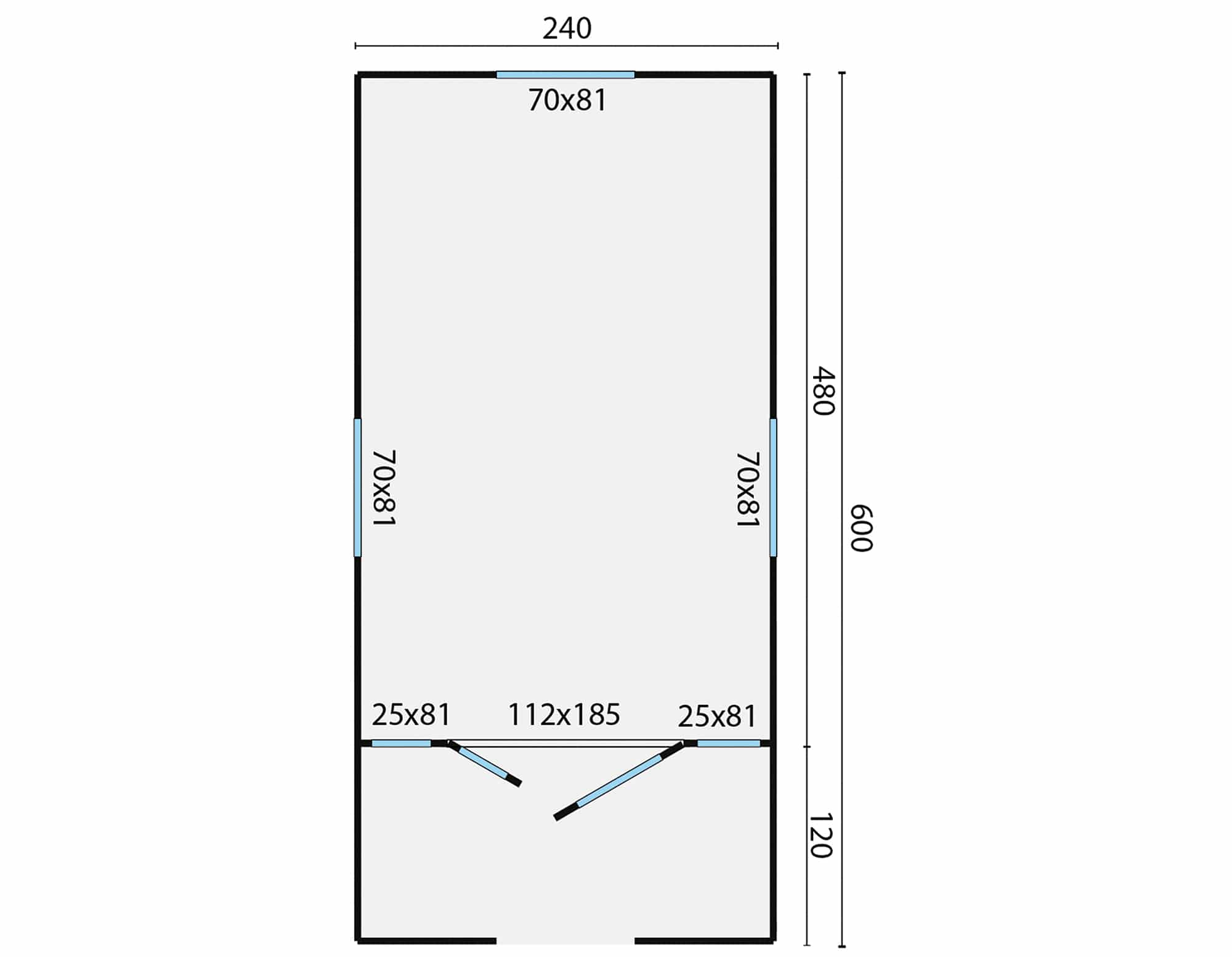 Circuswagen Johnny | 19mm | vuren onbehandeld | 600 x 240 cm | excl. onderstel