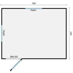 circuswagen joey | 19mm | vuren onbehandeld | 360 x 240 cm | excl. onderstel