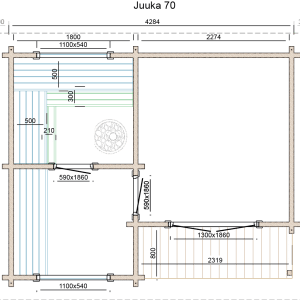 sauna huis juuka | 70 mm | onbehandeld