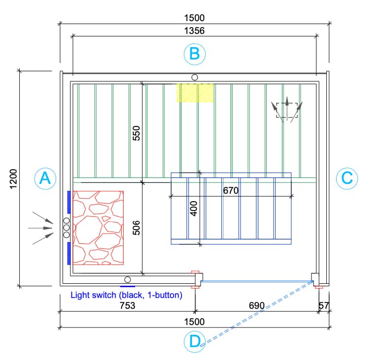 Sauna cabine Lillby S | onbehandeld