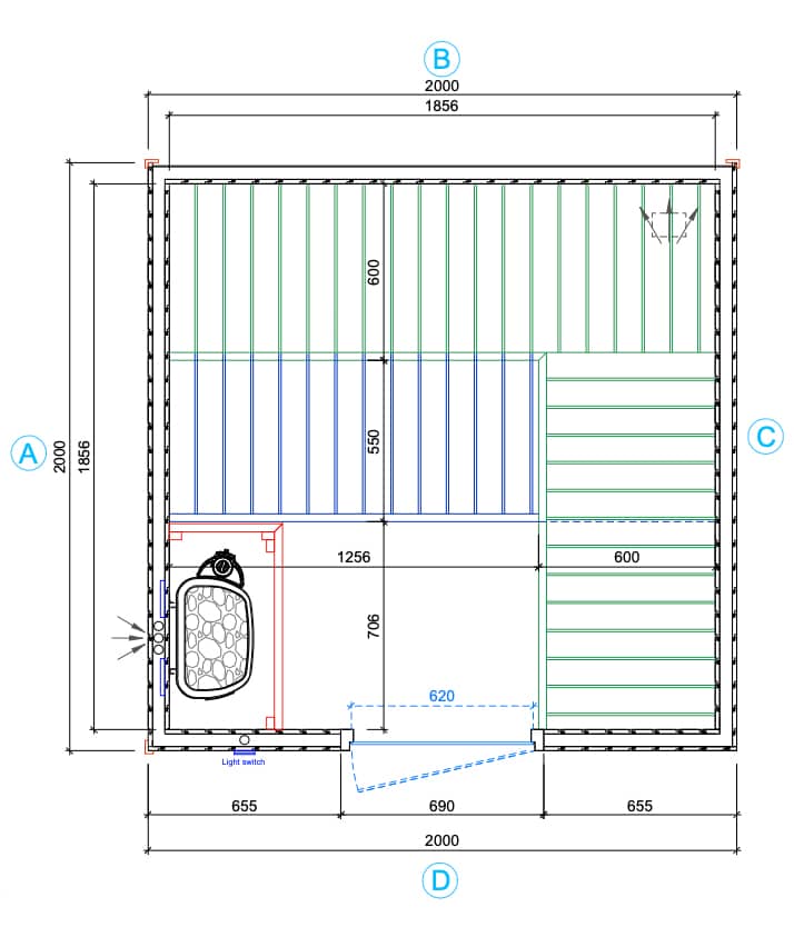 Sauna cabine Lillby L | onbehandeld