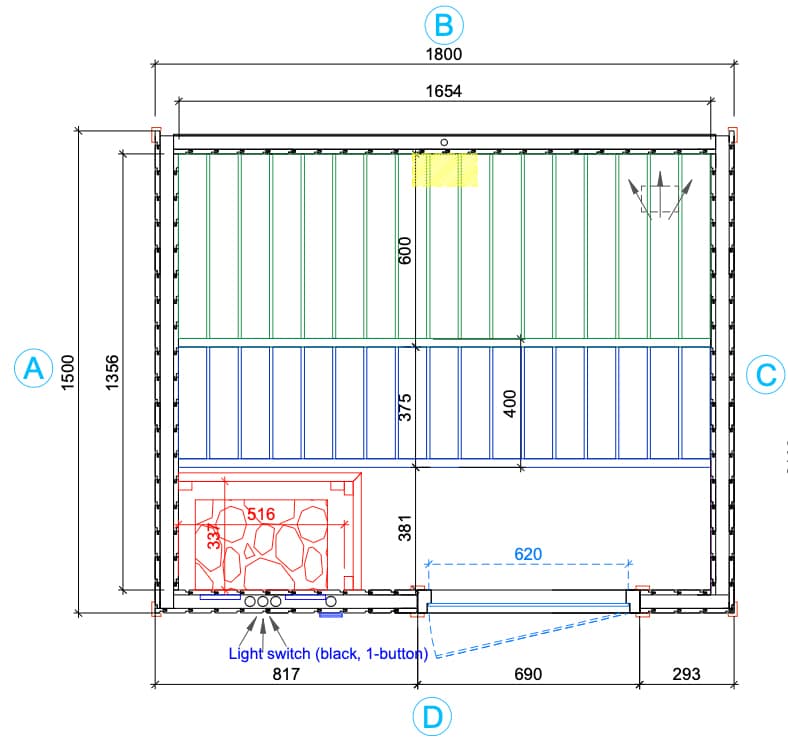 Sauna cabine Lillby M | onbehandeld