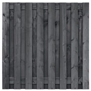 tuinscherm grenen zwart geïmpregneerd, 17 planks (15 + 2) dalen 180 x 180 cm