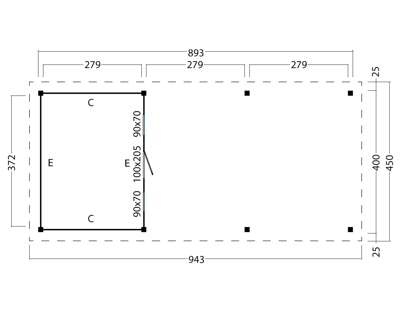 Platdak Odense XXL Samenstelling 8 Red Class Wood zwart gespoten