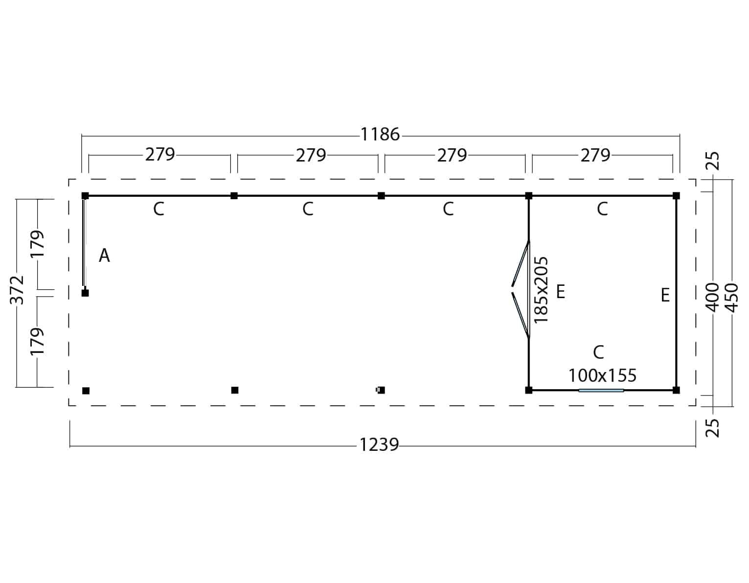 Platdak Odense XXL Samenstelling 11 Red Class Wood zwart gespoten