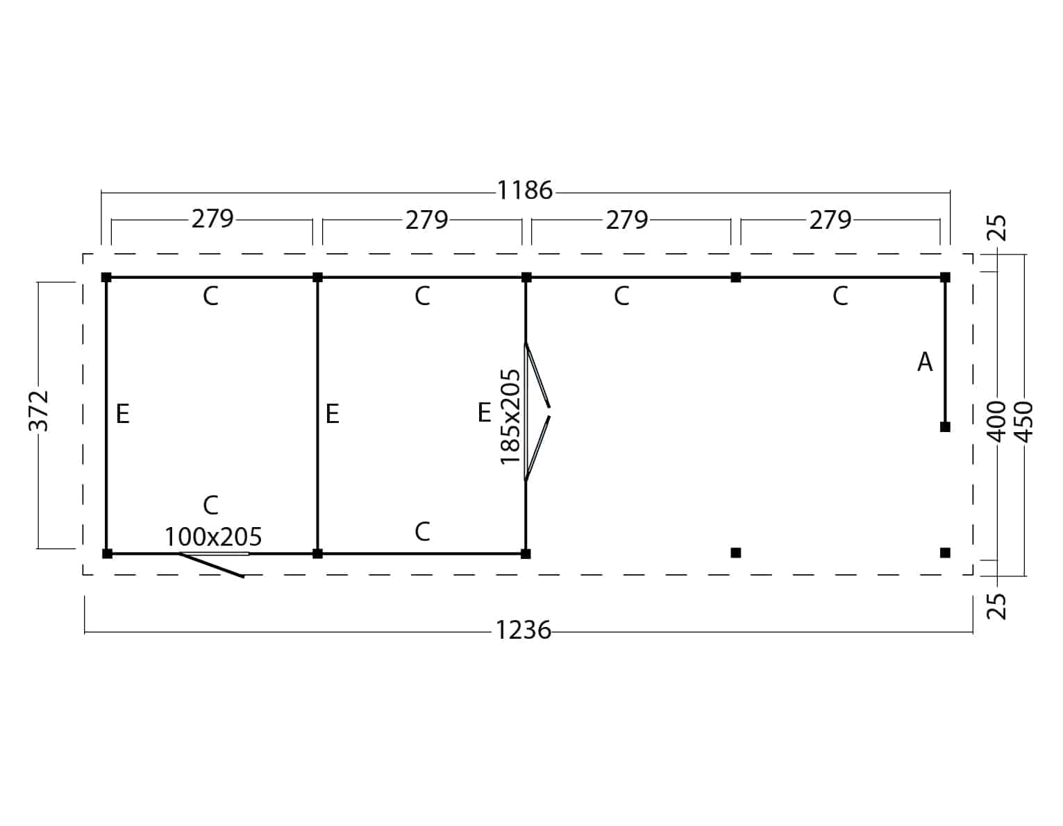 Platdak Odense XXL Samenstelling 12 Red Class Wood zwart gespoten