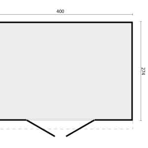 dhz berging enter 400 x 300 cm incl. dubbele deur, verticale wanden zwart geïmpregneerd