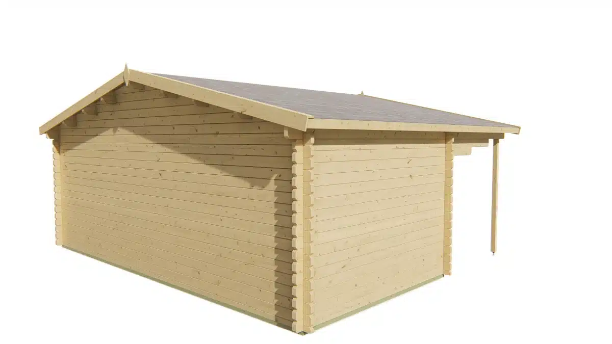 Blokhut – Tuinhuis Pinkus | 44 mm | vuren honinggeel geïmpregneerd