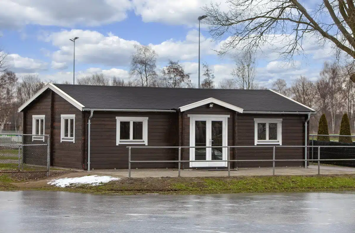 Blokhut – Tuinhuis Skerries | 70 mm | vuren grijs geïmpregneerd