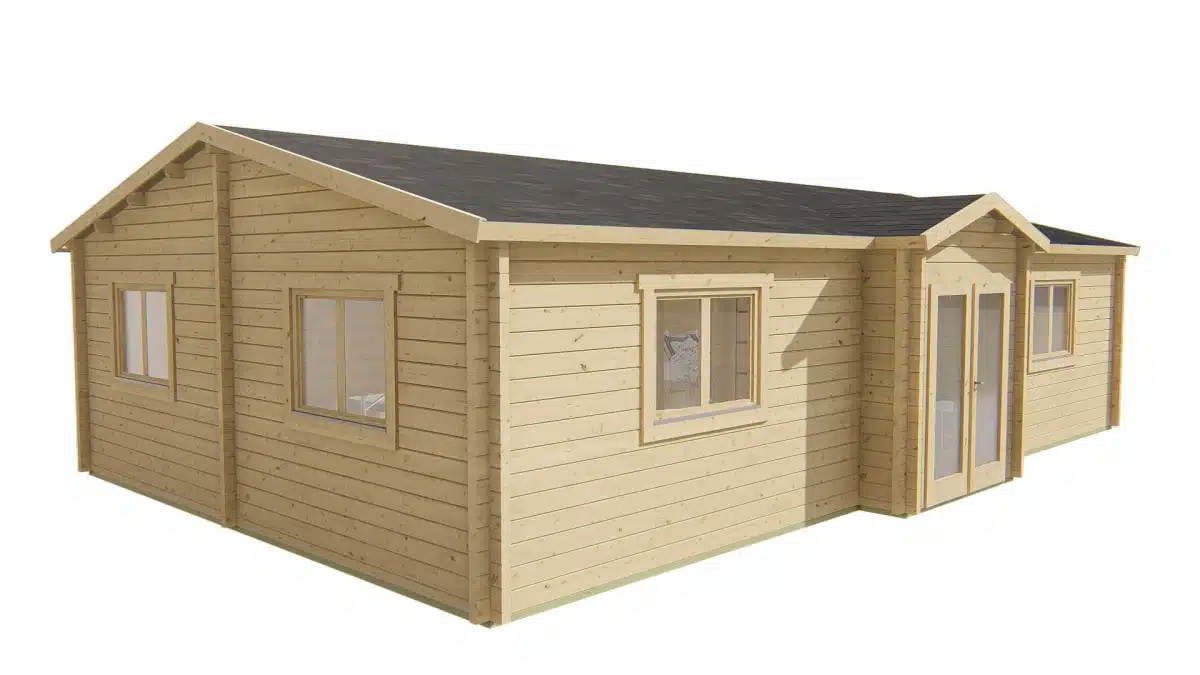 Blokhut – Tuinhuis Skerries | 70 mm | vuren grijs geïmpregneerd
