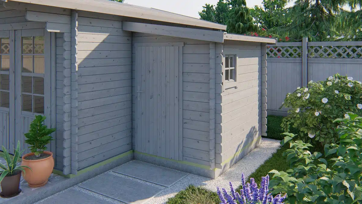 Blokhut – Tuinhuis Toilet kit annexe | 28 mm | honinggeel geïmpregneerd