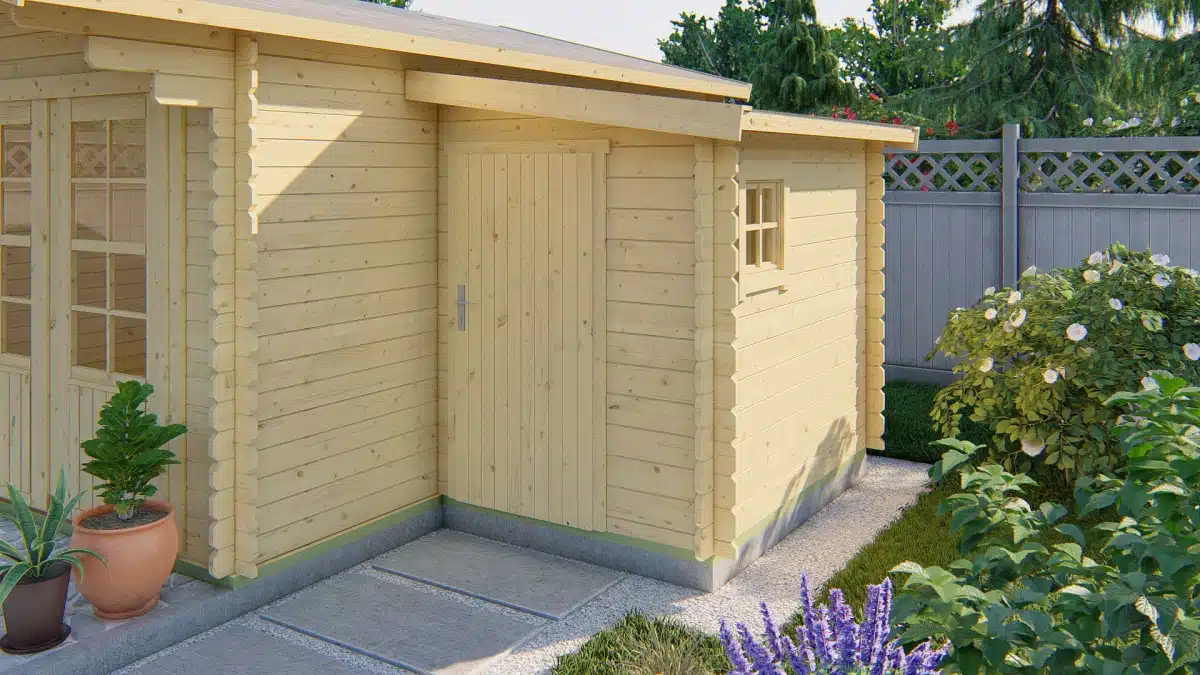 Blokhut – Tuinhuis Toilet kit annexe | 28 mm | honinggeel geïmpregneerd