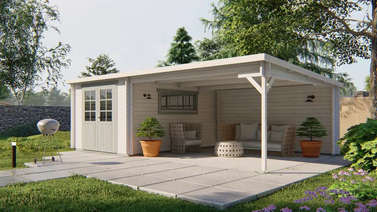 Blokhut – Tuinhuis Anton | 40 mm | vuren groen geïmpregneerd