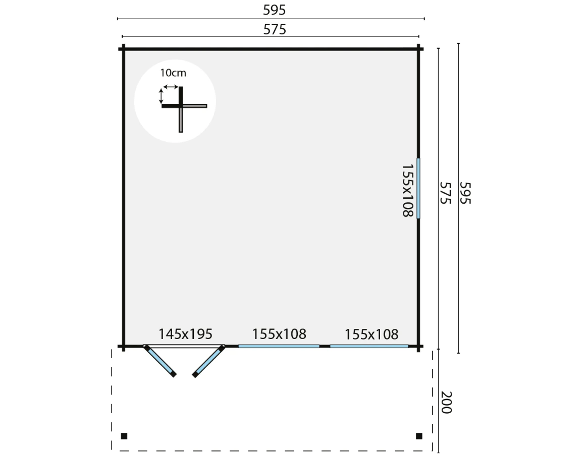 Blokhut – Tuinhuis Rune | 70 mm | vuren bruin geïmpregneerd