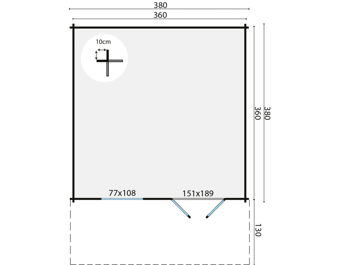 Blokhut – Tuinhuis Estepona | 34 mm | vuren bruin geïmpregneerd