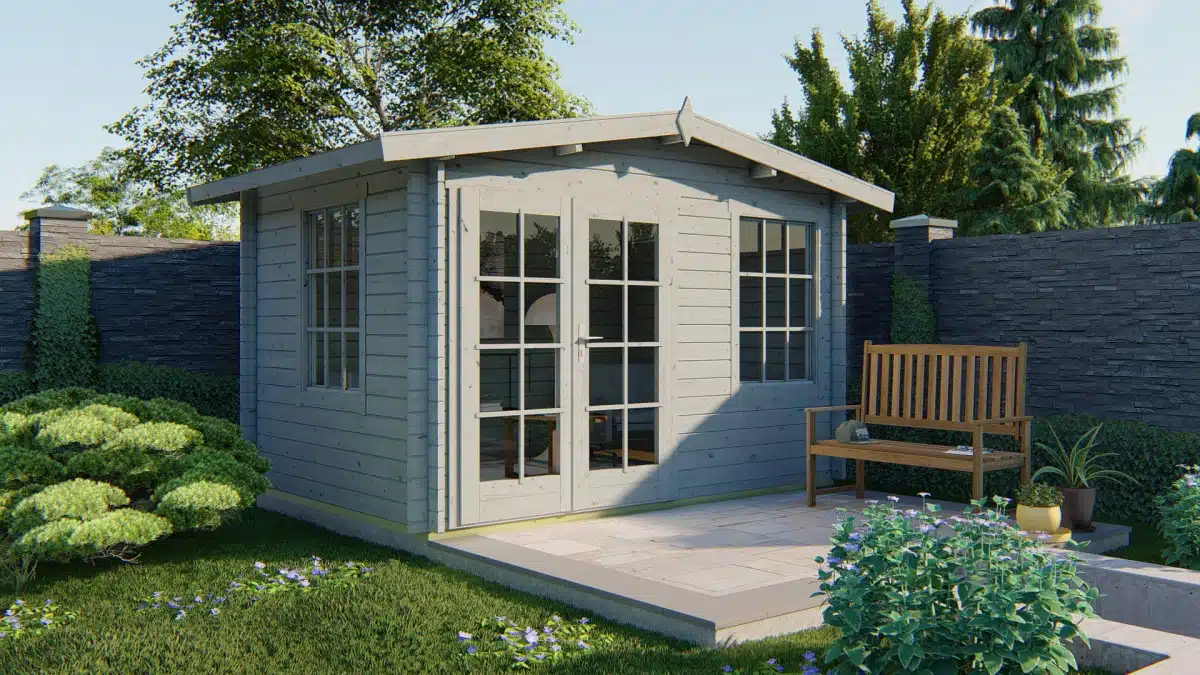 Blokhut – Tuinhuis Philip | 40 mm | vuren grijs geïmpregneerd