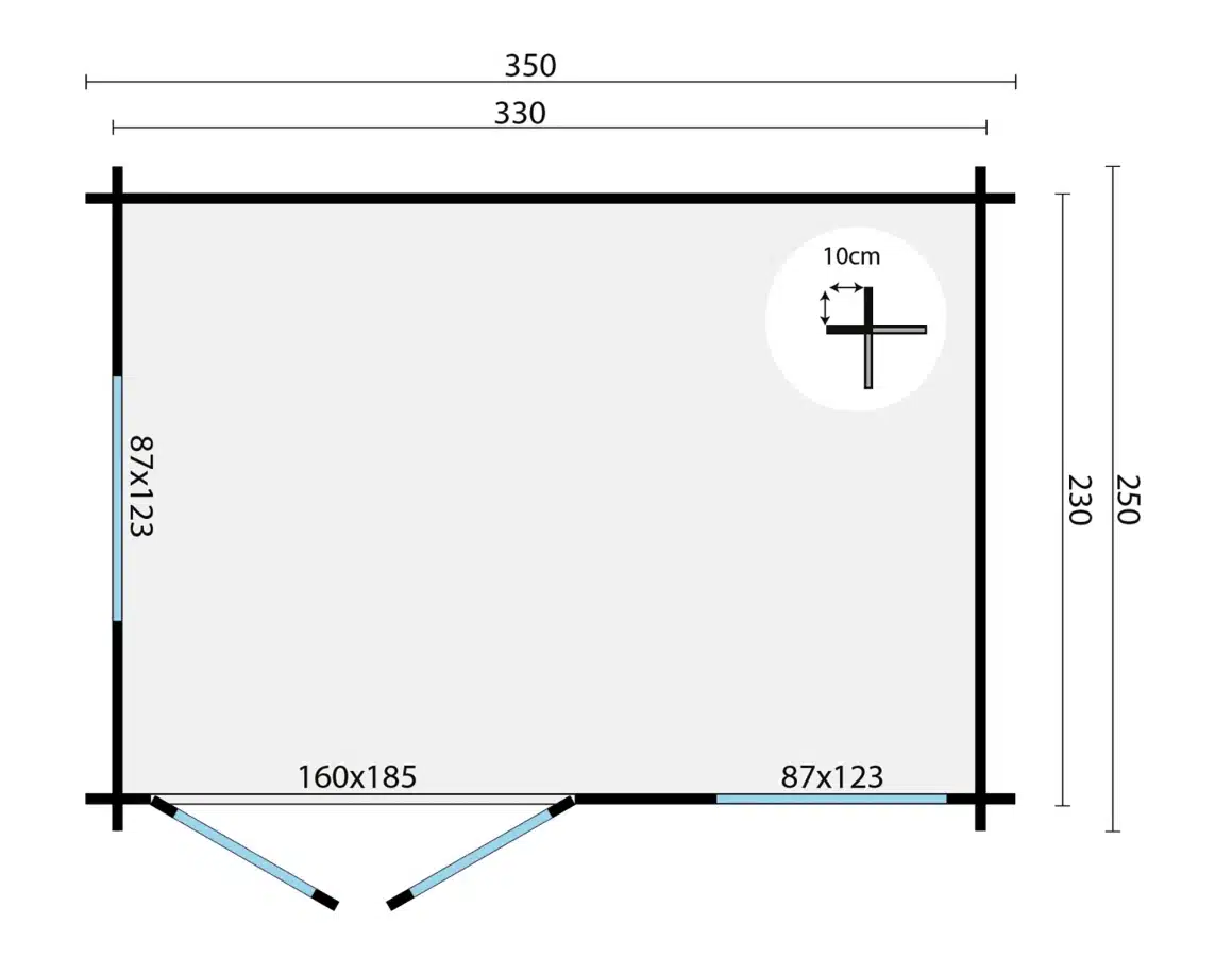 Blokhut – Tuinhuis Philip | 40 mm | vuren grijs geïmpregneerd