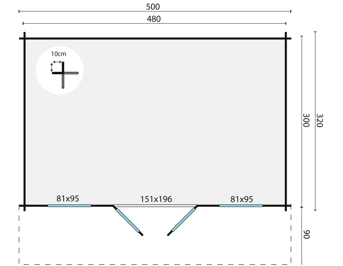 Blokhut – Tuinhuis Rika | 44 mm | vuren honinggeel geïmpregneerd