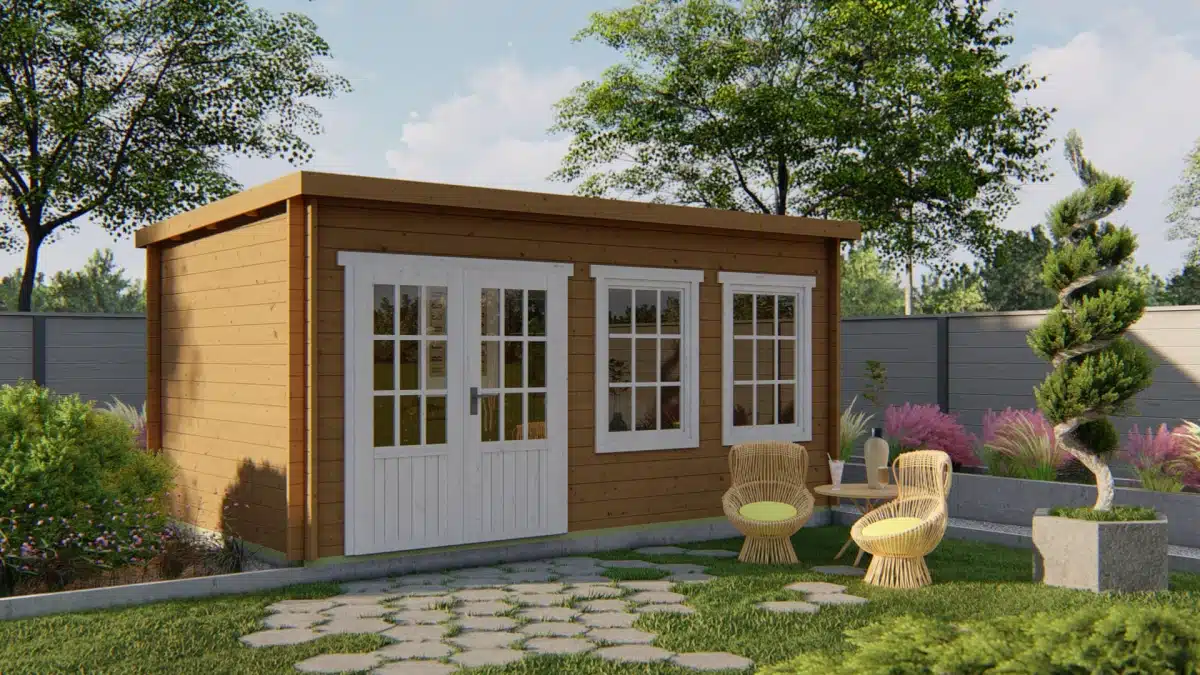 Blokhut – Tuinhuis Sadie | 40 mm | grijs geïmpregneerd