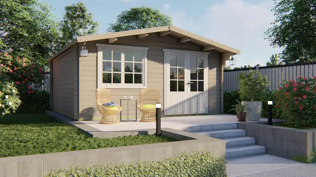 Blokhut – Tuinhuis Salamanca | 34 mm | vuren groen geïmpregneerd