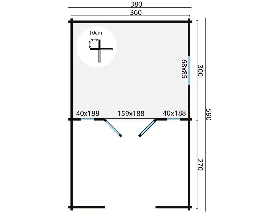 Blokhut – Tuinhuis Sanstrov | 44 mm | vuren bruin geïmpregneerd