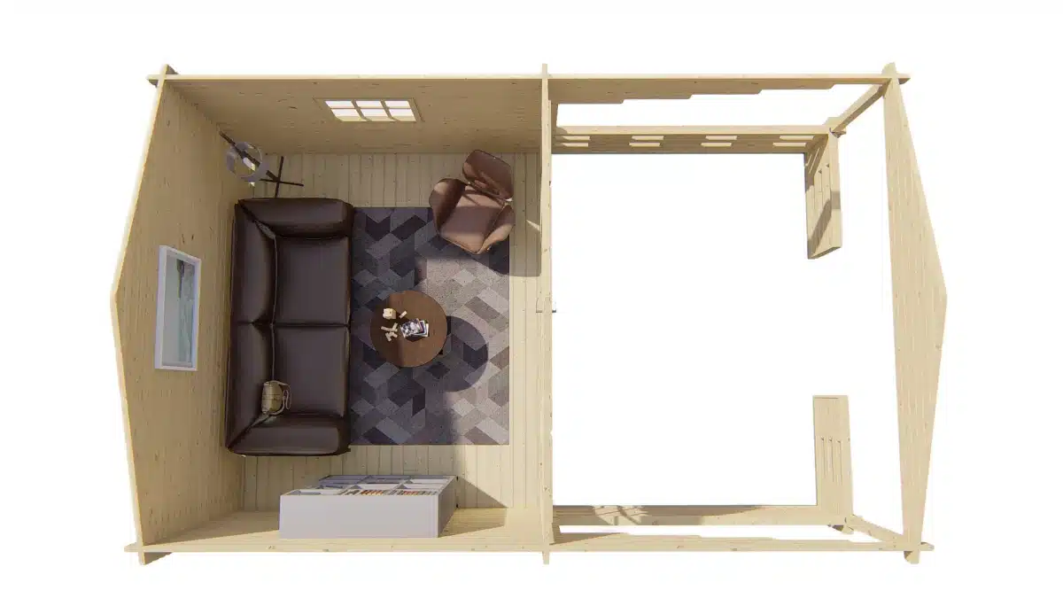 Blokhut – Tuinhuis Sanstrov | 44 mm | vuren bruin geïmpregneerd