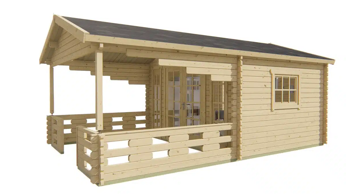 Blokhut – Tuinhuis Sanstrov | 44 mm | vuren bruin geïmpregneerd