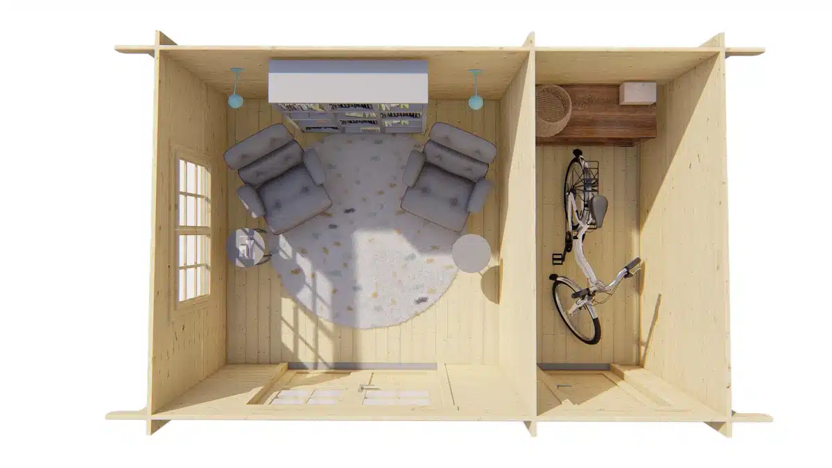 Blokhut – Tuinhuis Santander | 34 mm | vuren Red Class Wood geïmpregneerd