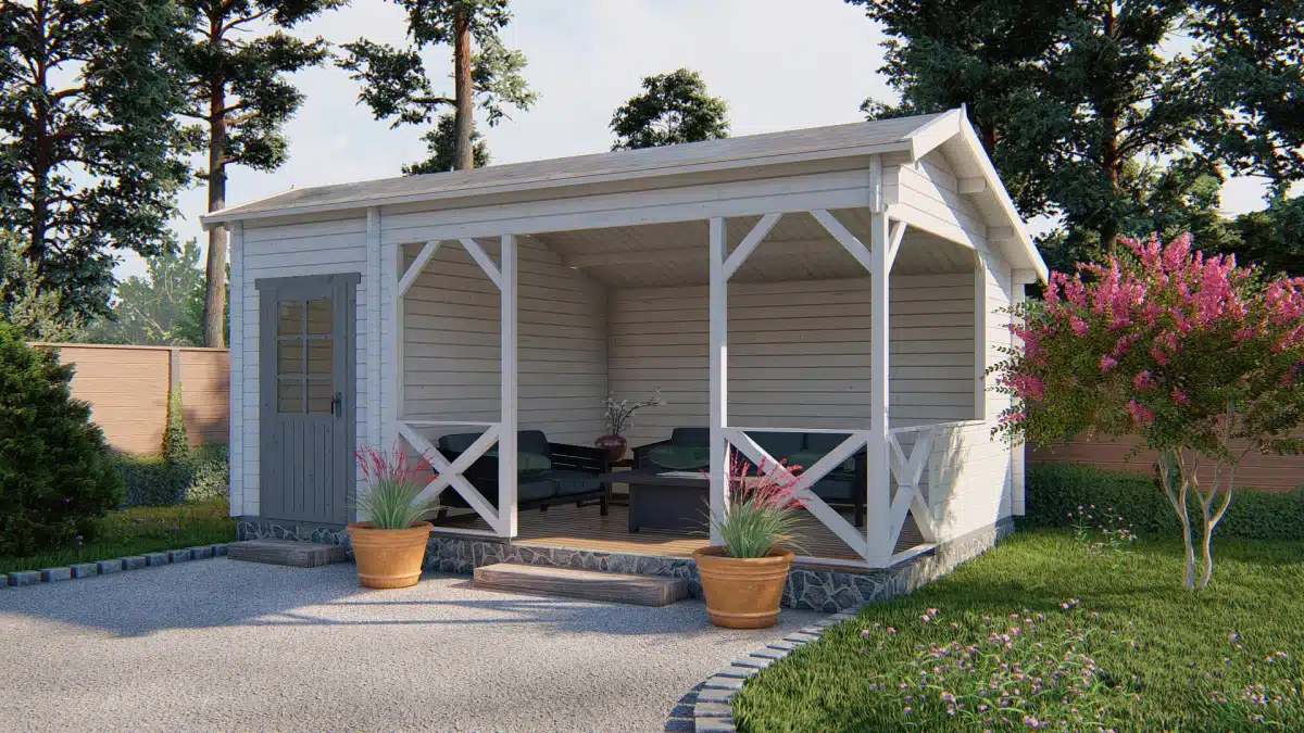 Blokhut – Tuinhuis Selma | 40 mm | vuren bruin geïmpregneerd
