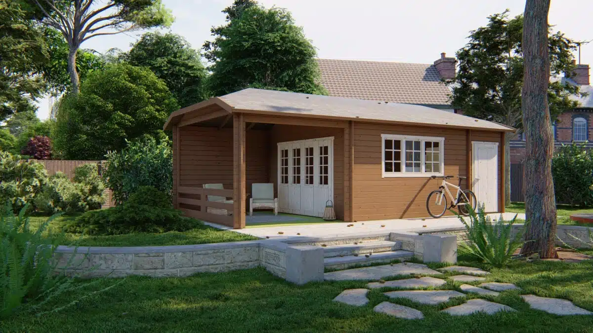 Blokhut – Tuinhuis Sibella | 44 mm | vuren Red Class Wood geïmpregneerd