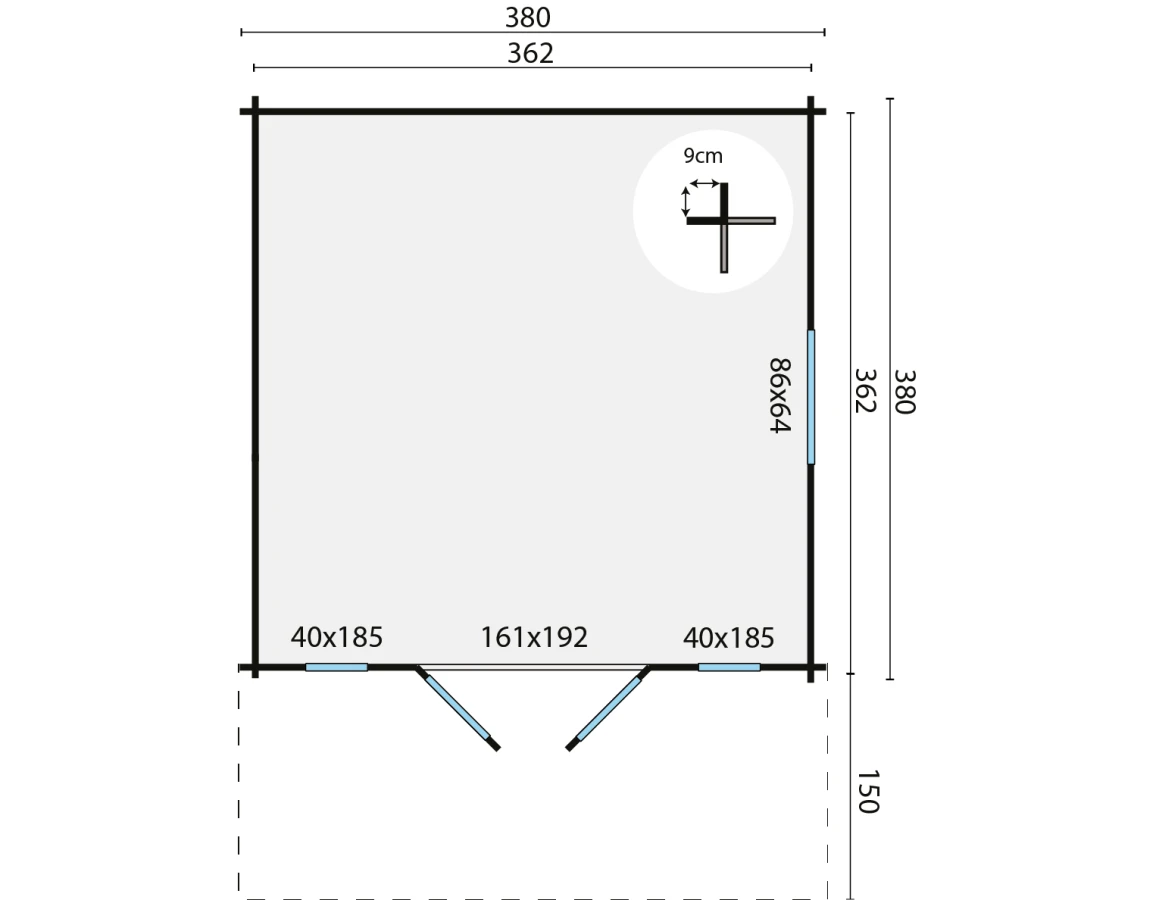 Blokhut – Tuinhuis Sören | 44 mm | vuren Red Class Wood geïmpregneerd
