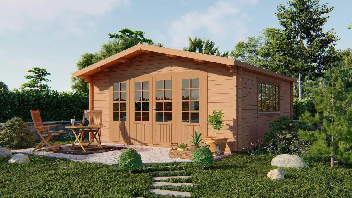 Blokhut – Tuinhuis Southampton | 58 mm | vuren bruin geïmpregneerd