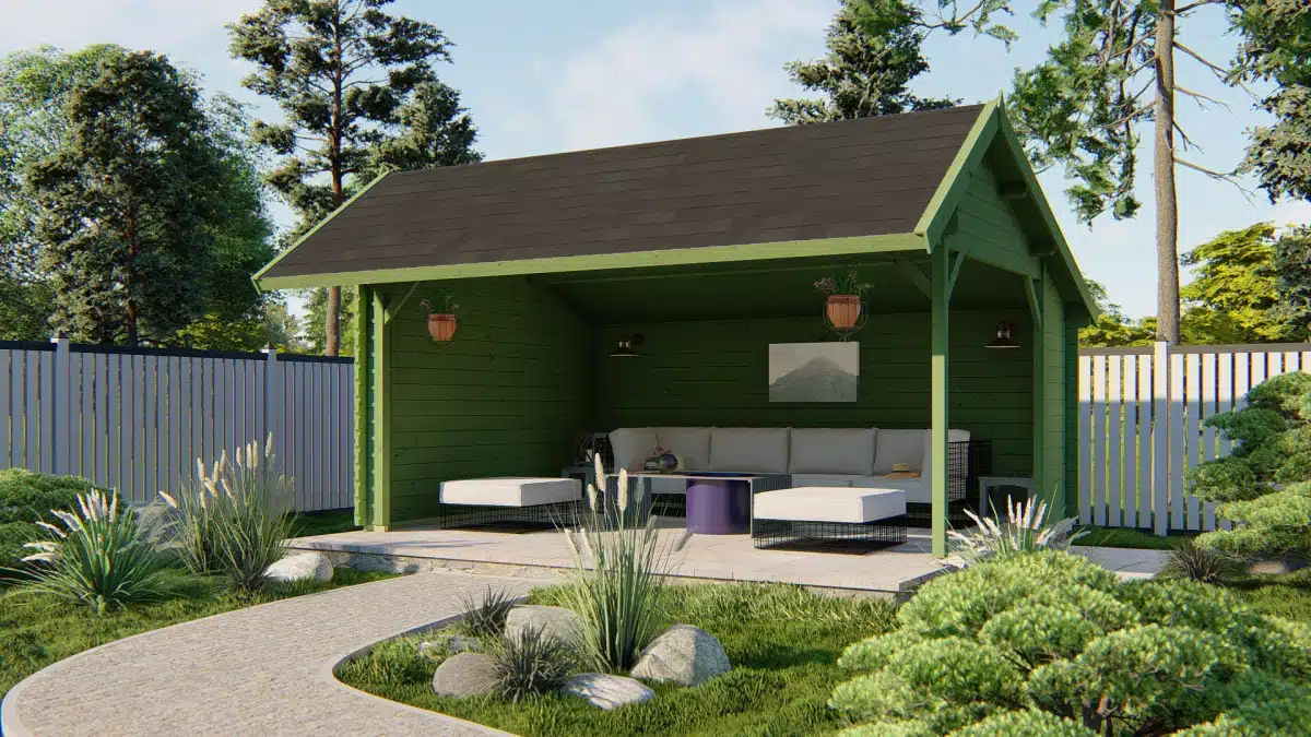 Blokhut – Tuinhuis Thüringen | 44 mm | vuren groen geïmpregneerd