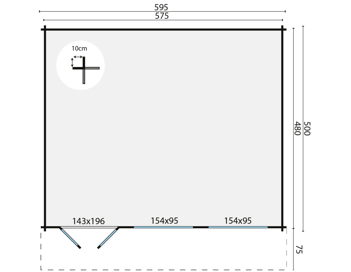 Blokhut – Tuinhuis Tova | 44 mm | vuren grijs geïmpregneerd
